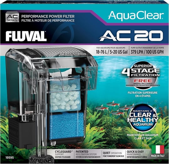 Hagen AquaClear 20 Güç Filtresi, 5 ila 20 Galon Akvaryumlar için Balık Tankı Filtresi
