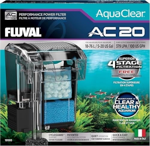 Hagen AquaClear 20 Güç Filtresi, 5 ila 20 Galon Akvaryumlar için Balık Tankı Filtresi