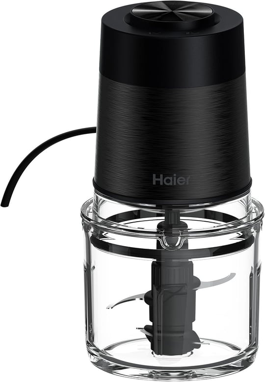 Haier I-Master Series 5 Mini Doğrayıcı, Güçlü 550 W, 2 Vitesli, Sebze Doğrayıcı, Kaymaz Taban, 0,5 L Cam Kase [Siyah]