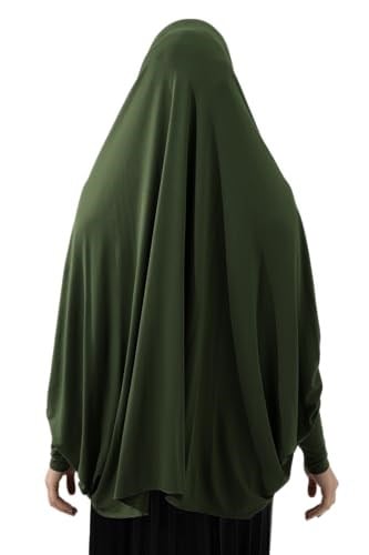Haki Hazır Pratik Sultanbaş Tesettür Kollu Penye Sufle Eşarp Hijab Haki