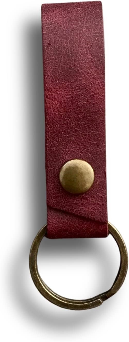Hakiki Deri Çıt Çıtlı Anahtarlık, Minimal Anahtarlık, Çıt Çıtlı Çantaya Asılabilir Anahtarlık (bordo)