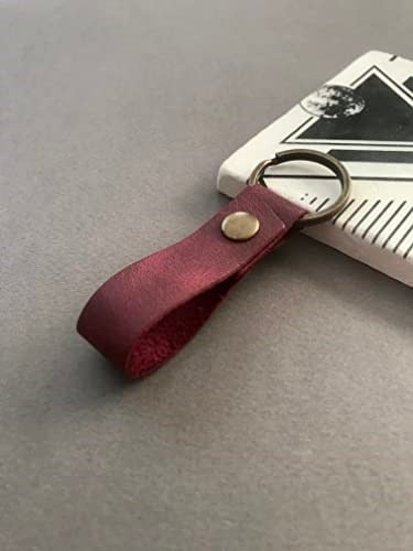 Hakiki Deri Çıt Çıtlı Anahtarlık, Minimal Anahtarlık, Çıt Çıtlı Çantaya Asılabilir Anahtarlık (bordo)