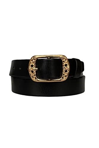Hakiki Deri Gold Tokalı Kadın Kot, Spor Kemer 4 cm; an-byn-33