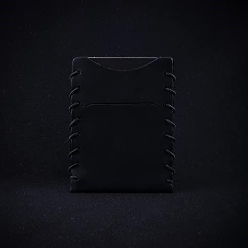 Hakiki Deri Kartlık - Çok Kart Alabilen, Bol Kapasiteli, Esnek, Minimalist Cüzdan - Gerçek Doğal Deri, Kaliteli Hediye, Eşsiz Tasarım, İnce (Siyah)