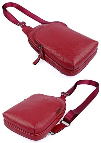 Hakiki Deri Kırmızı Kadın Body Bag Sırt Çantası 8155-KR