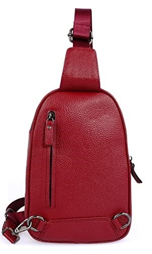Hakiki Deri Kırmızı Kadın Body Bag Sırt Çantası 8155-KR