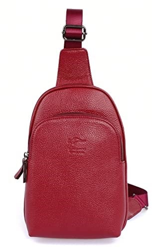 Hakiki Deri Kırmızı Kadın Body Bag Sırt Çantası 8155-KR