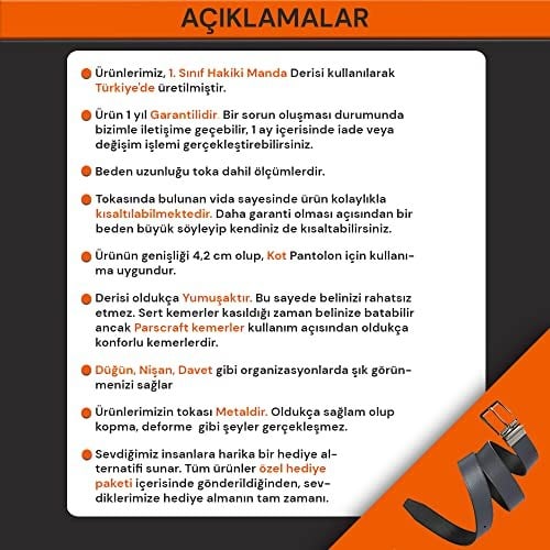 Hakiki Manda Derisi Erkek Kemer 4,5 Cm Kot Pantolon Spor Kemer