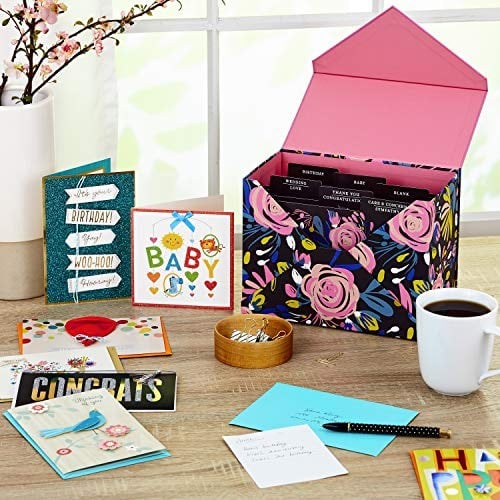 Hallmark 24 adet el yapımı tebrik kartı, farklı kutularda, modern çiçek deseni, doğum günü, bebek partisi, düğün, yas tutma, teşekkür kartları