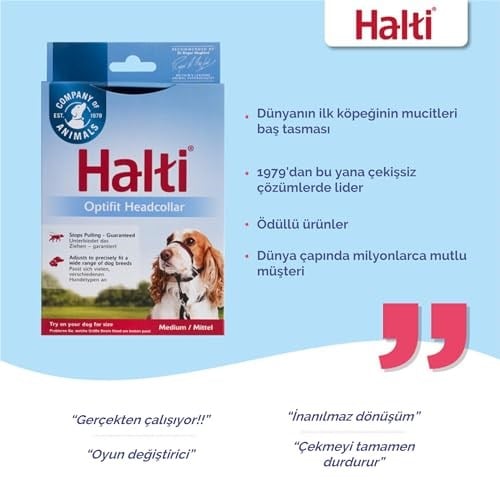 Halti Optifit Baş Tasması - Dolgulu Burun Bandı, Ayarlanabilir ve Yansıtıcı, Orta Boy Köpekler için Profesyonel Çekme Önleyici Eğitim Yardımcısı (M Boy)