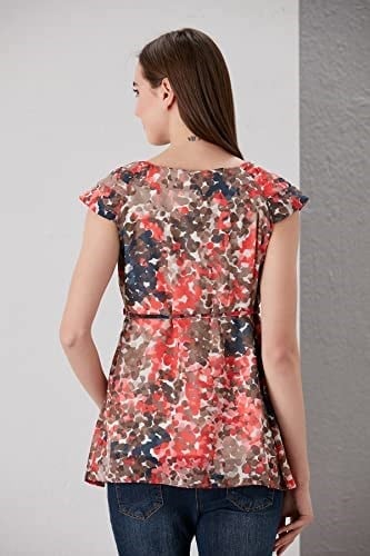 Hamile Şifon Parmak Desen Tunik (as8, numeric_height, Standart, Mercan, 44)