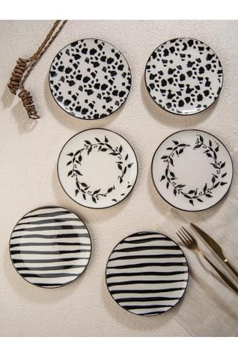 Handmade Trendy All in Black 6 lı Pasta Seti 19 cm