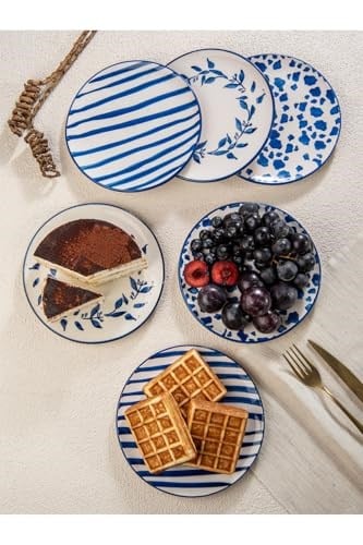 Handmade Trendy All in Blue 6 lı Pasta Seti 19 cm