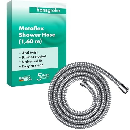 hansgrohe (1.60 m) - Metaflex shower hose 1.60 m, anti-kink and flexible, chrome effect coil wrap 28266000