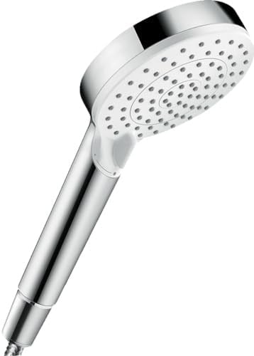 hansgrohe Crometta - Duş Başlığı, 2 Püskürtme Türlü El Duşu (Çap 100 mm), Kireç Önleyici Fonksiyonlu Duş Başlığı, Beyaz/Krom