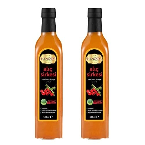 Hanzade Bitkisel Alıç Sirkesi 500 ML x 2 Adet Doğal Fermantasyon İçilebilir Katkısız Cam Şişe