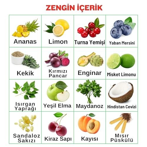 Hanzade Bitkisel Ananaslı & Sandaloz Sakızlı Detox Şurubu Kürü Bromelain 475 ml 2li Set Güçlü Antioksidan Formül