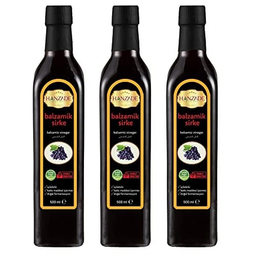Hanzade Bitkisel Balzamik Sirke 500 ML x 3 Adet Doğal Fermantasyon İçilebilir Katkısız Cam Şişe