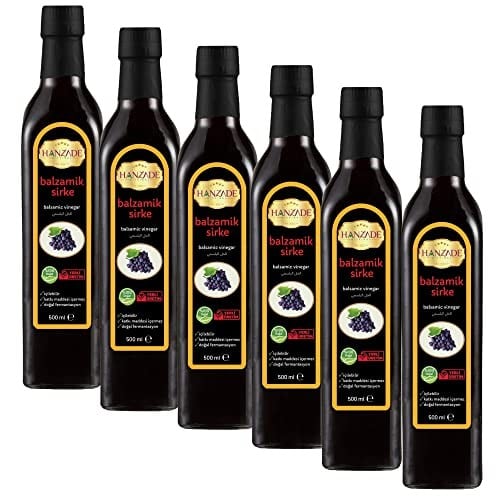 Hanzade Bitkisel Balzamik Sirke 500 ML x 6 Adet Doğal Fermantasyon İçilebilir Katkısız Cam Şişe