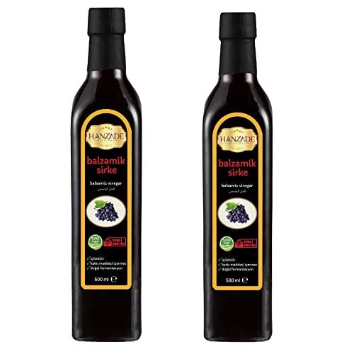 Hanzade Bitkisel Balzamik Sirke 500 ML x 2 Adet Doğal Fermantasyon İçilebilir Katkısız Cam Şişe
