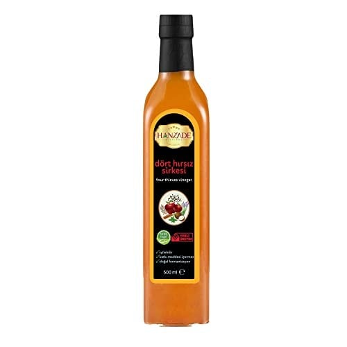 Hanzade Bitkisel Dört Hırsız Sirkesi 500 ML Doğal Fermantasyon İçilebilir Katkısız Cam Şişe