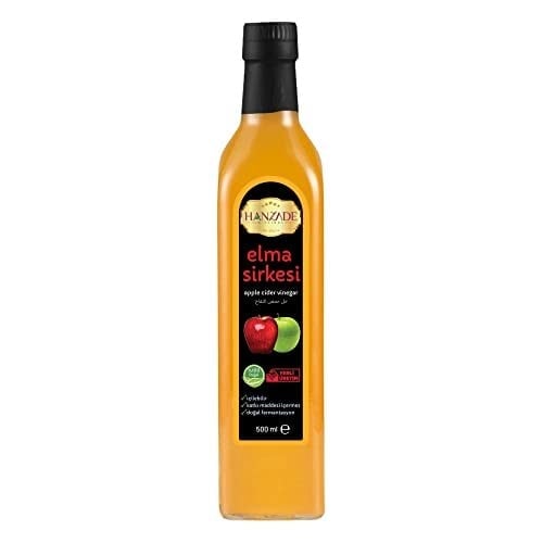 Hanzade Bitkisel Elma Sirkesi 500 ML Doğal Fermantasyon İçilebilir Katkısız Cam Şişe