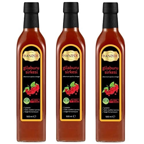 Hanzade Bitkisel Gilaburu Sirkesi 500 ML x 3 Adet Doğal Fermantasyon İçilebilir Katkısız Cam Şişe