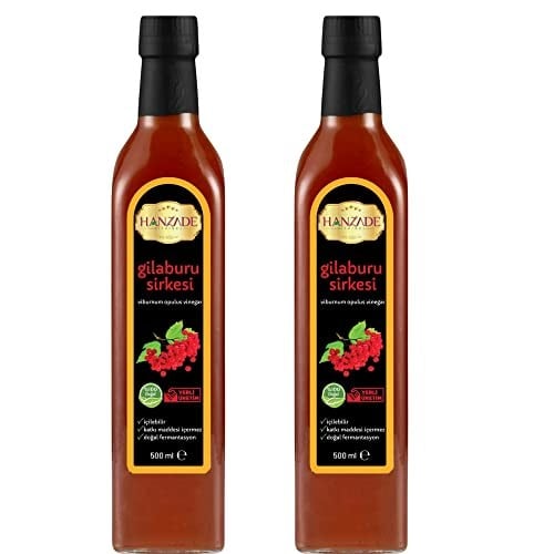 Hanzade Bitkisel Gilaburu Sirkesi 500 ML x 2 Adet Doğal Fermantasyon İçilebilir Katkısız Cam Şişe