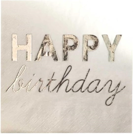Happy Birthday Gümüş Baskılı Varak Peçete 16 Adet