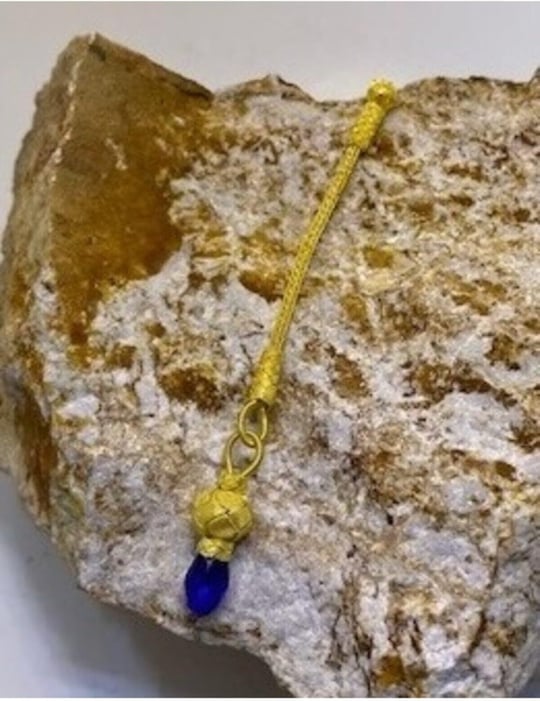 Hardal Zirkon Taşlı Altın Rengi Kısa Püskül-1