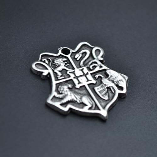 Harry Potter Hogwarts Sembol Erkek Kadın Kolye Antik Gümüş Kaplama - 60 cm Düz Zincir
