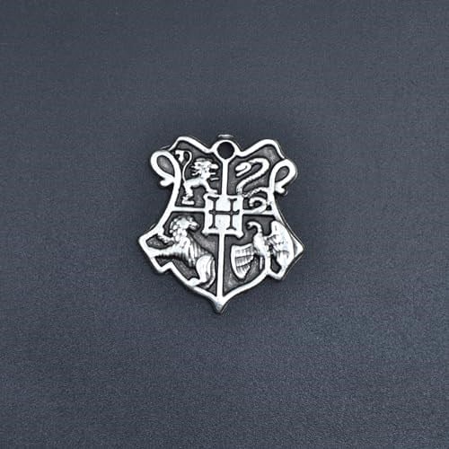 Harry Potter Hogwarts Sembol Erkek Kadın Kolye Antik Gümüş Kaplama - 60 cm Düz Zincir
