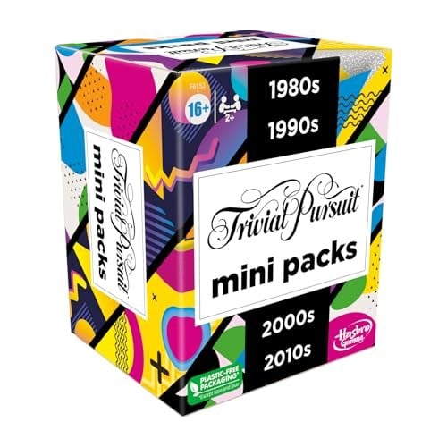 Hasbro Gaming Trivial Pursuit Mini Paketler Çoklu Paket, Yetişkinler ve Gençler İçin Eğlenceli Trivia Soruları 16+, İçerir 4 Yıllar İçeren 4 Oyun