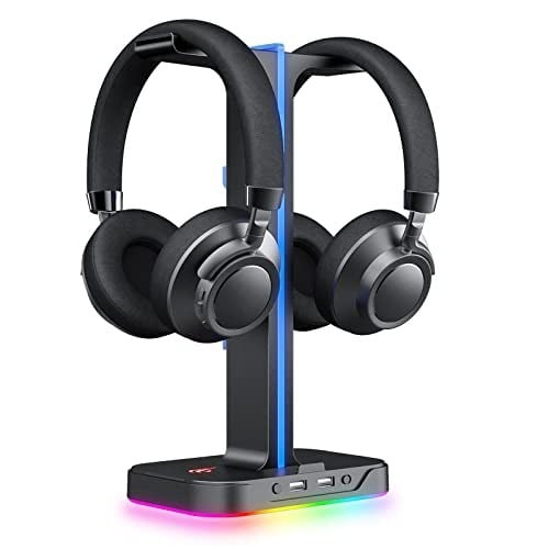 havit çift kulaklık askısı, 2 USB bağlantı noktası, RGB kulaklık tutucu, oyuncular için, PC için, siyah (TH650)