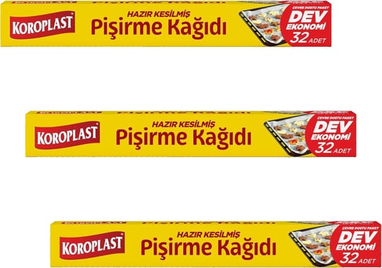 Hazır Kesilmiş Pişirme Kağıdı 32 adet Dev Ekonomi 42x37 cm, Helal Sertifikalı, Fırında Tavuk, Et, Tatlı, Börek Pişirmek için Yüksek Isıya Dayanıklı Hazır Fırın Pişirme Kağı - Seçenekler: 32 (3 paketi)