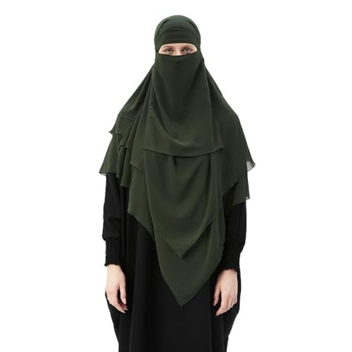 Hazır Pratik Şifon Üç Katlı Peçeli Üçgen Hac Umre Şalı Sufle Hijab Nikap