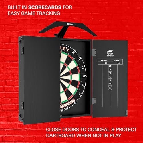 Hedef Dart Arc Dartboard Aydınlatma Sistemi Ev Dolabı Seti Dünya Şampiyonu Dartboard ve 2 Dart Seti içerir, Siyah, Standart Boyut