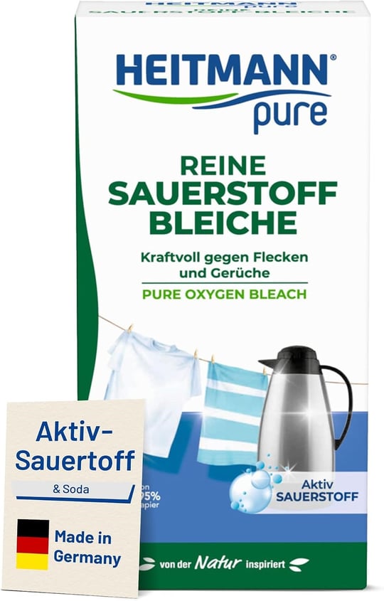 HEITMANN pure Saf oksijen ağı: Ekolojik beyazlatıcı, leke ve kire karşı yüksek yıkama gücü, 1 x 350 g, 1008268.