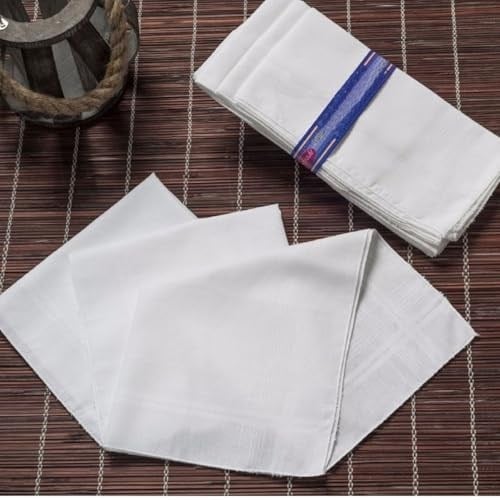 Hepsine Rakip 12 li El Cep Beyaz Kumaş Mendil 39x39 cm Pamuklu YM Beyaz