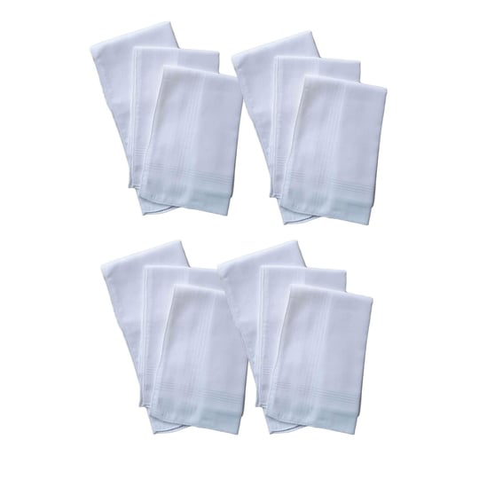 Hepsine Rakip 12 li El Cep Yaka Kumaş Mendil 36x36 Cm 100 Pamuklu TM Beyaz