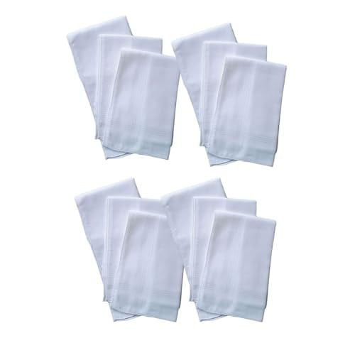 Hepsine Rakip 12 li El Cep Yaka Kumaş Mendil 36x36 Cm 100 Pamuklu TM Beyaz