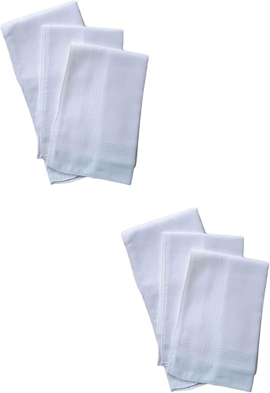 Hepsine Rakip 6 lı El Cep Yaka Kumaş Mendil 36x36 Cm 100 Pamuklu TM Beyaz