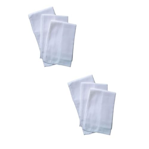 Hepsine Rakip 6 lı El Cep Yaka Kumaş Mendil 36x36 Cm 100 Pamuklu TM Beyaz