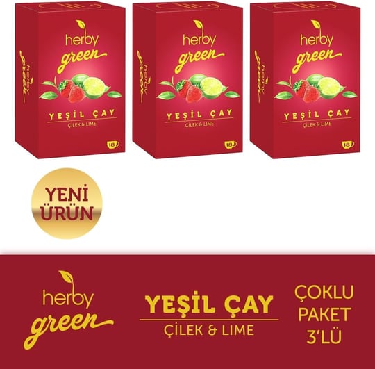 Herby Yeşil Çay Çilek ve Lime 3lü paket