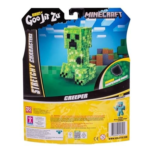 Heroes of Goo Jit Zu Minecraft Esnek Karakterler, Creeper, Süper Çıtır Goo İçinde Gizli Barut Parçasıyla Doldurma, Onu Boyutunun 3 Katına Kadar Uzatın - Duyusal Oyuncaklar