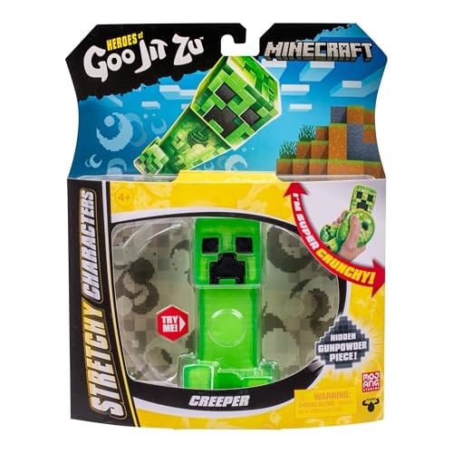 Heroes of Goo Jit Zu Minecraft Esnek Karakterler, Creeper, Süper Çıtır Goo İçinde Gizli Barut Parçasıyla Doldurma, Onu Boyutunun 3 Katına Kadar Uzatın - Duyusal Oyuncaklar