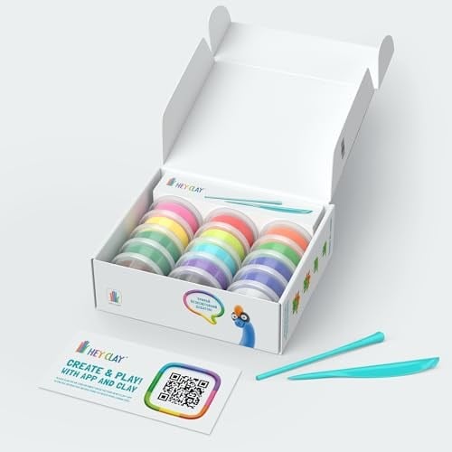 HEY CLAY Dinozorlar Seti - Çocuklar için Hava ile Kuruyan ve Şekil Alan Kil - 15 Kutu Kil Seti ve Şekillendirme Aletleri - 5-7 Yaş Çocuklar için Dinozor Oyuncakları
