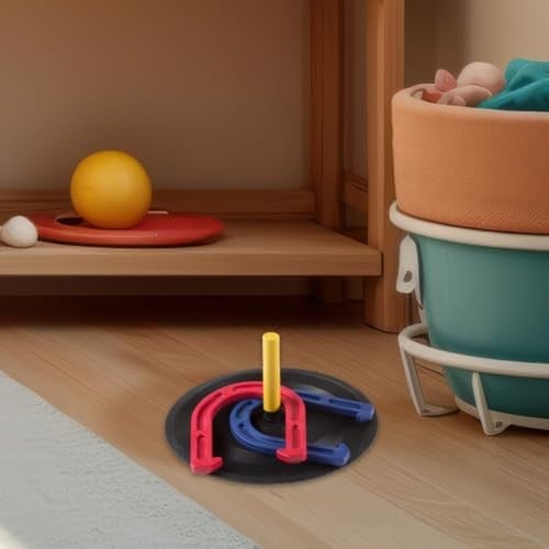 HEY! PLAY! Dış ve İç Mekan Oyunları için Kauçuk At Nalı Oyun Seti - Playden Bagaj Kapısı, Kamp, Arka Bahçe ve İç Mekan Eğlencesi için Mükemmel! Siyah, 30 x 30 cm