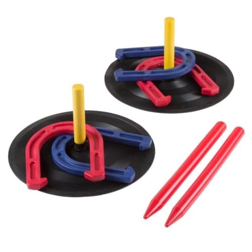 HEY! PLAY! Dış ve İç Mekan Oyunları için Kauçuk At Nalı Oyun Seti - Playden Bagaj Kapısı, Kamp, Arka Bahçe ve İç Mekan Eğlencesi için Mükemmel! Siyah, 30 x 30 cm