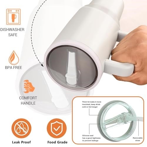 HEYIDAMAI Stanley Cup kapak, 2 adet yedek kapak, 2 pipetli 40 oz bardak için, tekrar kullanılabilir, sızdırmaz ve toz geçirmez stanley kapak, Stanley Cup yedek kapak, Stanley Cup Straw Cover